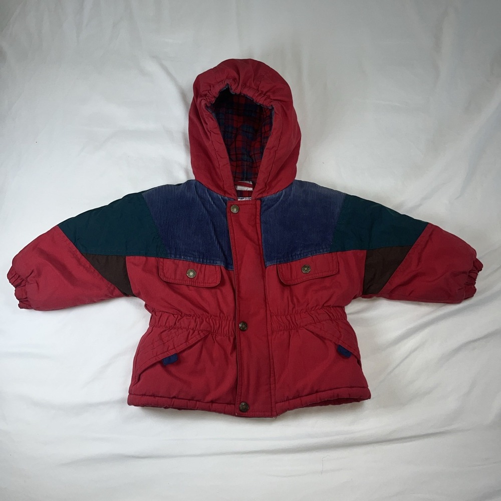 Weather Tamer‎ Toddler Coat Color Block Puffy Jacket Hooded Size 18 Month